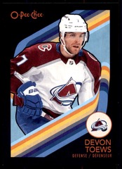 2023-24 O-Pee-Chee #127 Devon Toews 090/100 Retro Black Border Avalanche